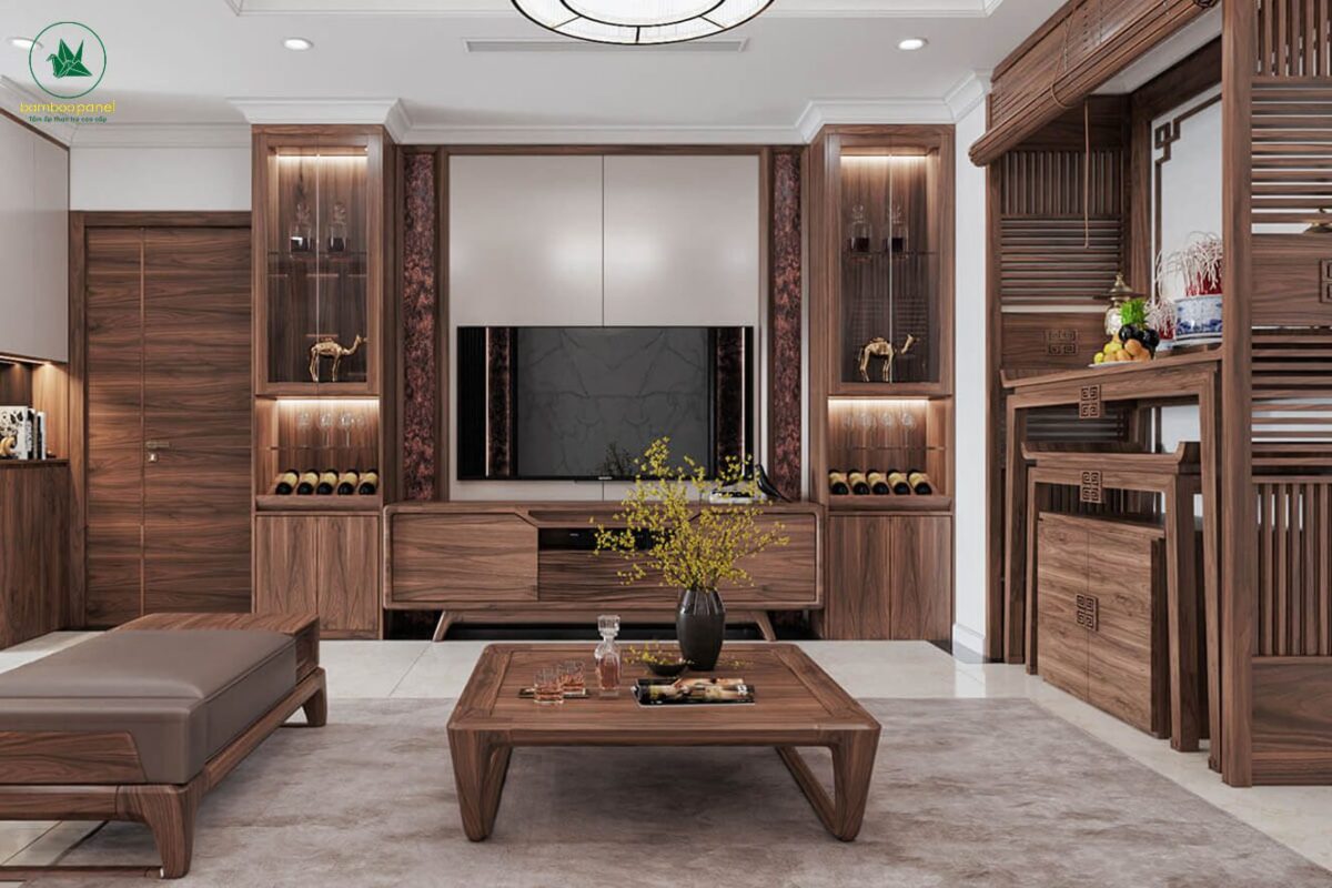 Trang trí phòng khách nhà cấp 4 có bàn thờ đẹp, trang nghiêm và ấm cúng