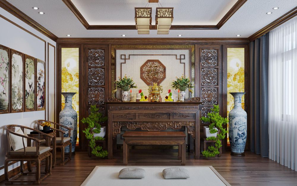 Chiều cao trung bình cho phòng thờ từ 3.0 - 3.2m