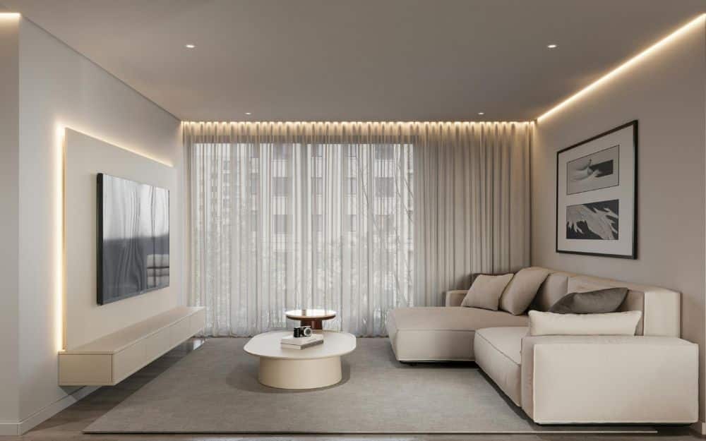 Diện tích phòng khách của chung cư dao động từ 15-30m²