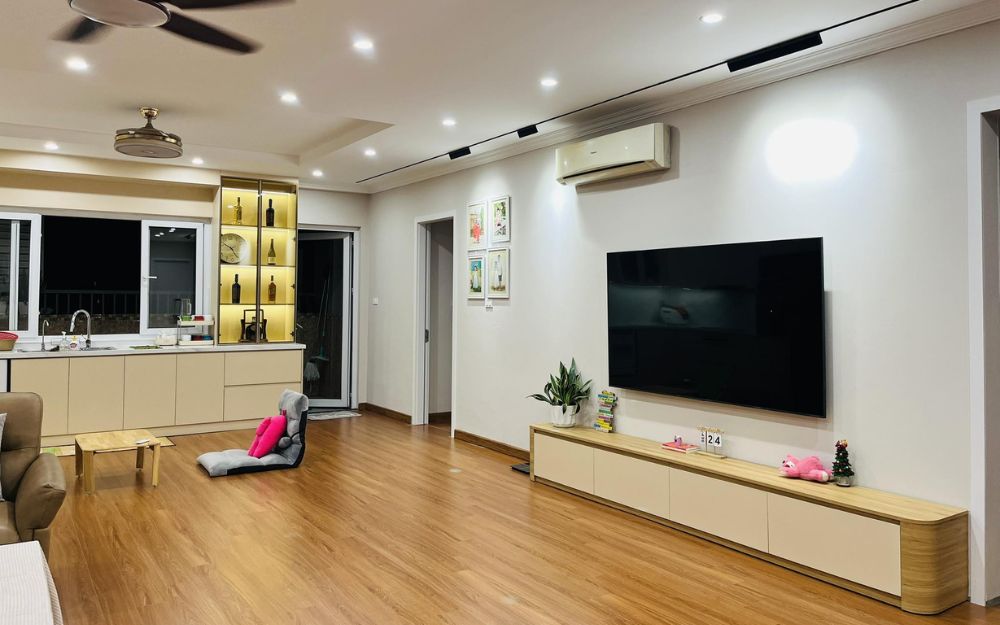 Phòng khách rộng bao nhiêu là đẹp cho chung cư tùy thuộc vào tổng diện tích 