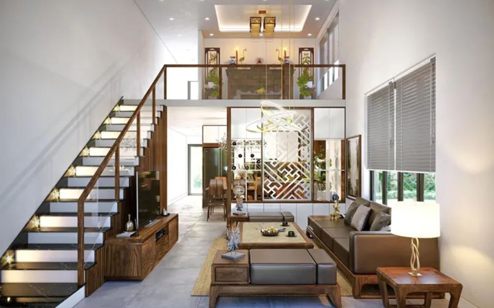 Cầu thang kính giúp tạo độ mở cho không gian