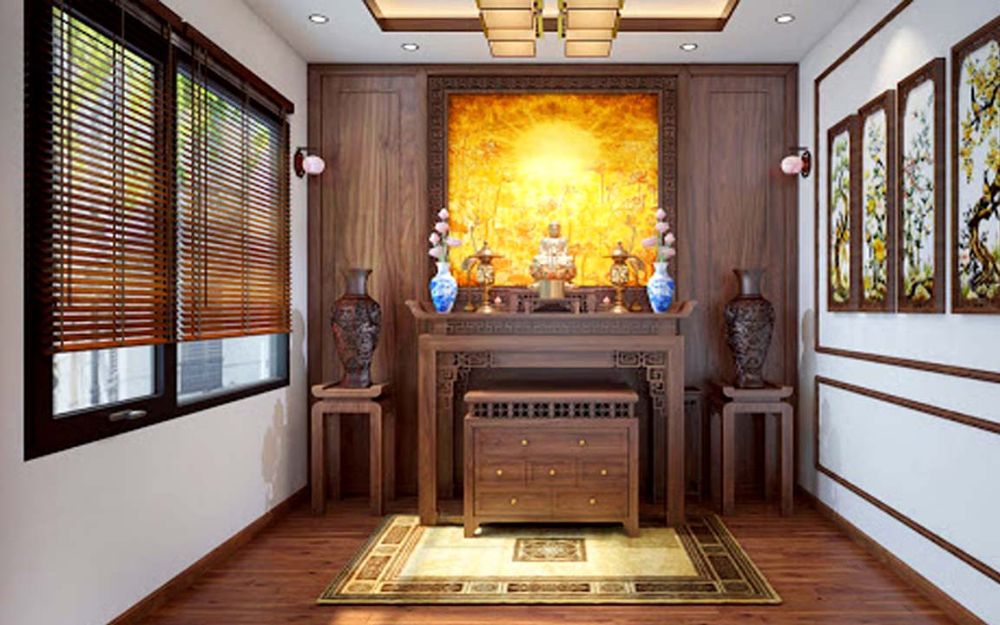 Phòng thờ diện tích nhỏ kích thước cửa sổ dao động từ 600 x 900 mm đến 700 x 1000 mm
