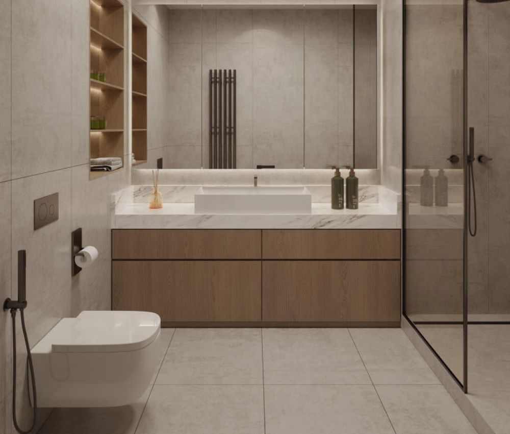 Diện tích nhà vệ sinh nhà phố thường dao động từ 3m² - 5m² cho mỗi tầng