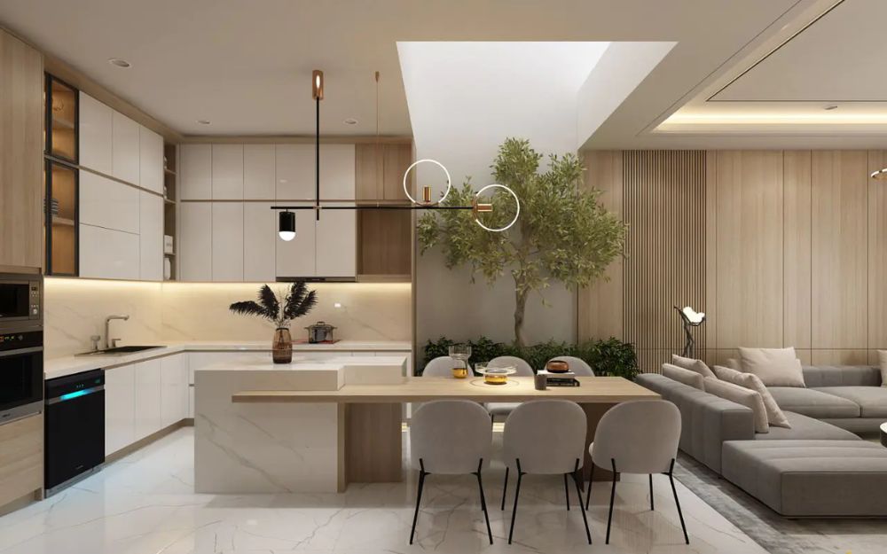 Giếng trời giúp tăng khả năng lấy sáng và thông gió tự nhiên cho nhà cấp 4